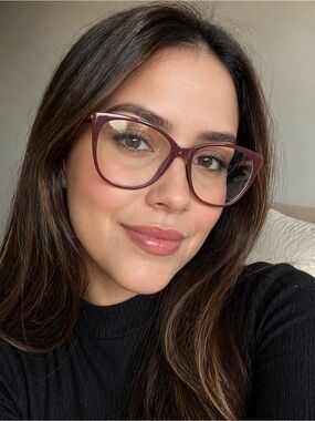 Jimmy Choo Cat-Eye Glasses with glitter on sides in Burgundy